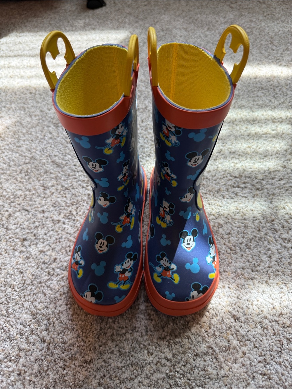Kids Mickey Mouse Navy Rain Boots with Yellow Trim - 10 Toddler